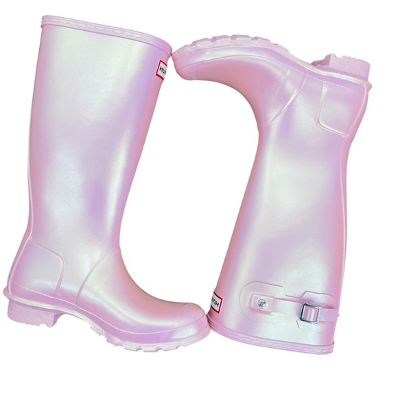 Hunter Glossy Pink Boots size 4B/5G - Picture 4 of 7